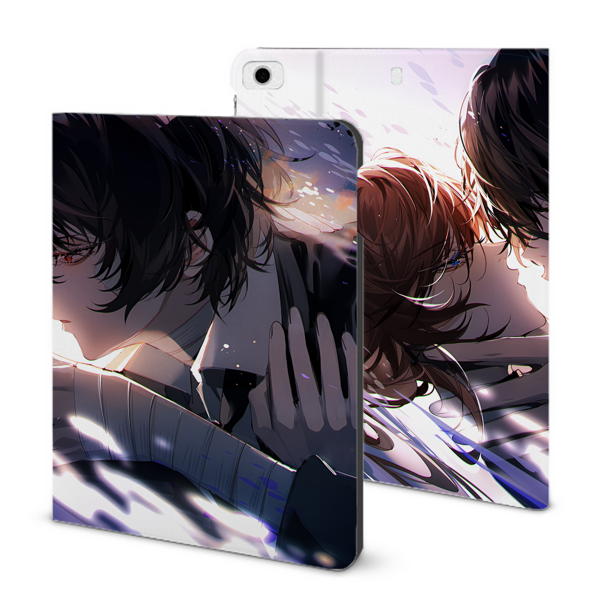 （画像用） 文豪ストレイドッグス Bungo Stray Dogs IPad ケース ブック型 PUレザー TPU 耐衝撃 軽量 薄型 ペン収納なし 全面保護 IPad 各モデル対応